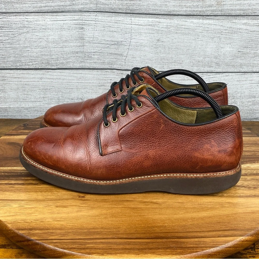 Samuel Hubbard Highlander Pebbled Leather Comfort Oxford Red Brown Mens Size 9.5